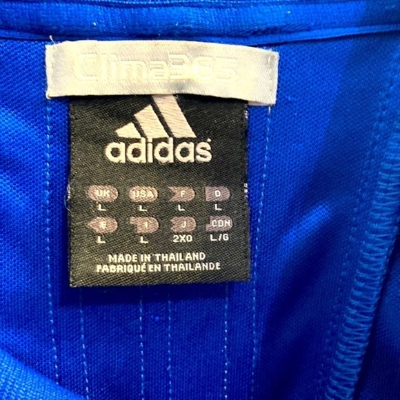 Men’s Adidas Blue & White Three Stripe Polyester Zip Up Athletic Track Jacket - Picture 5 of 11
